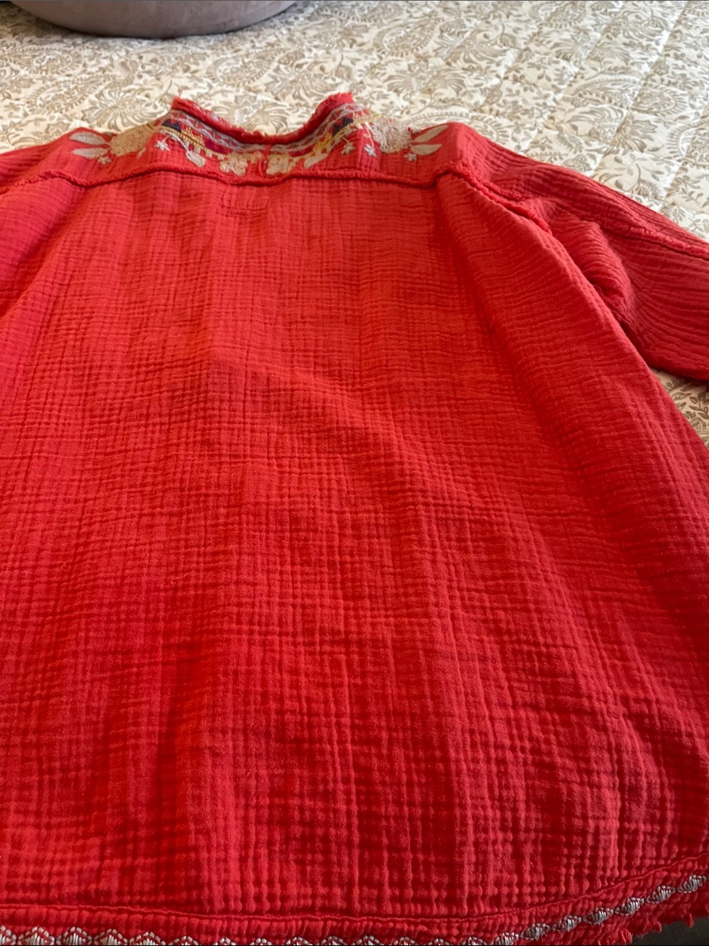 Women’s orange Embroidered Neckline Top - Picture 4 of 5